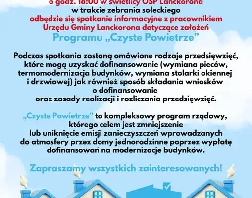 Spotkanie informacyjne o programie „Czyste Powietrze” w Lanckoronie