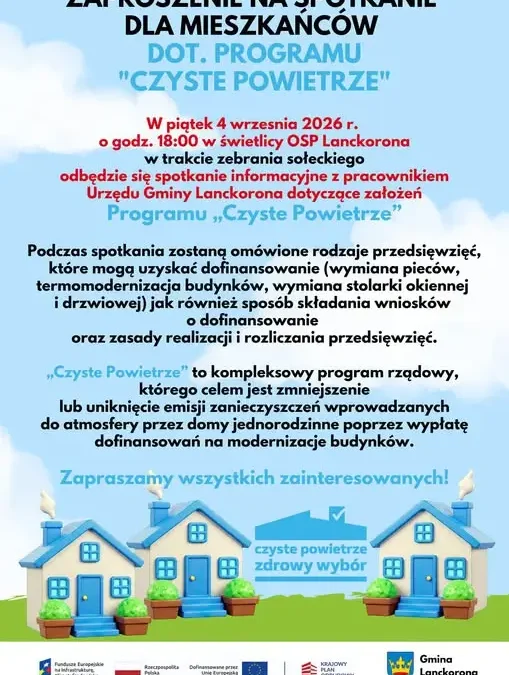 Spotkanie informacyjne o programie „Czyste Powietrze” w Lanckoronie