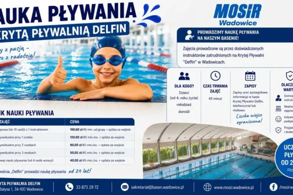Nauka pływania na „Delfinie” w Wadowicach – oferta dla dzieci, młodzieży i dorosłych