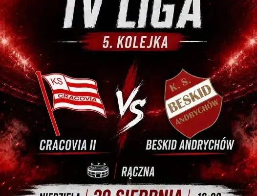 IV liga: Beskid Andrychów podejmuje Cracovię II w niedzielnym hicie