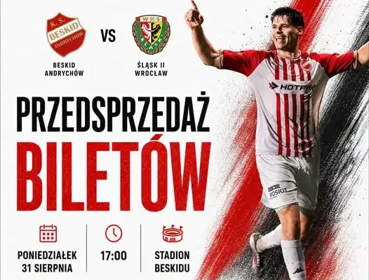 Pucharowy mecz Beskidu Andrychów ze Śląskiem II Wrocław już w środę. Przedsprzedaż biletów w poniedziałek