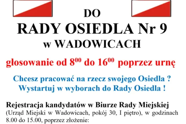 Wybory uzupełniające do Rady Osiedla nr 9 w Wadowicach – 20 września