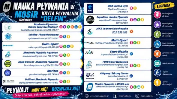 Wrześniowy harmonogram rezerwacji torów na pływalni MOSiR Wadowice