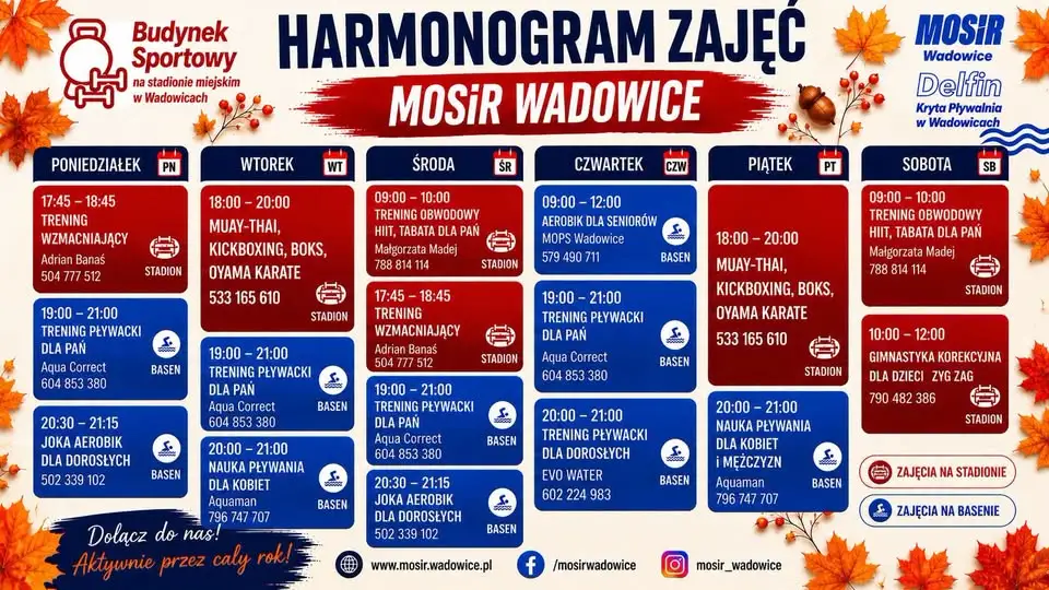 MOSiR Wadowice: wieczorne zajęcia sportowe dla dzieci, dorosłych i seniorów