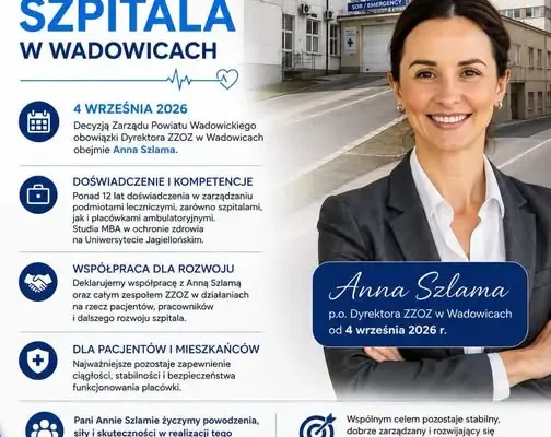 Anna Szlama nowym dyrektorem ZZOZ w Wadowicach