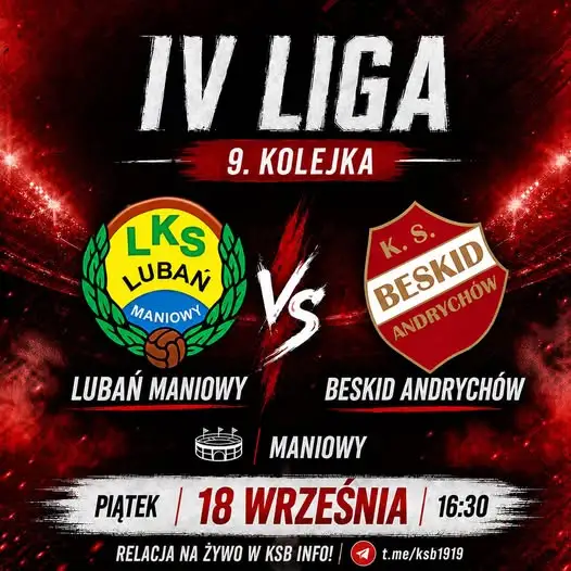 Beskid Andrychów zagra dziś na wyjeździe z Lubaniem Maniowy