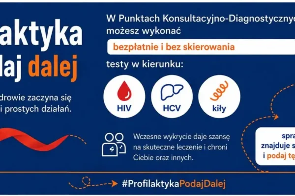 Bezpłatne testy na HIV, HCV i kiłę w Punktach Konsultacyjno-Diagnostycznych