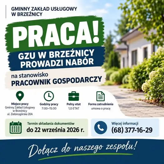 Gminny Zakład Usługowy w Brzeźnicy szuka pracownika gospodarczego