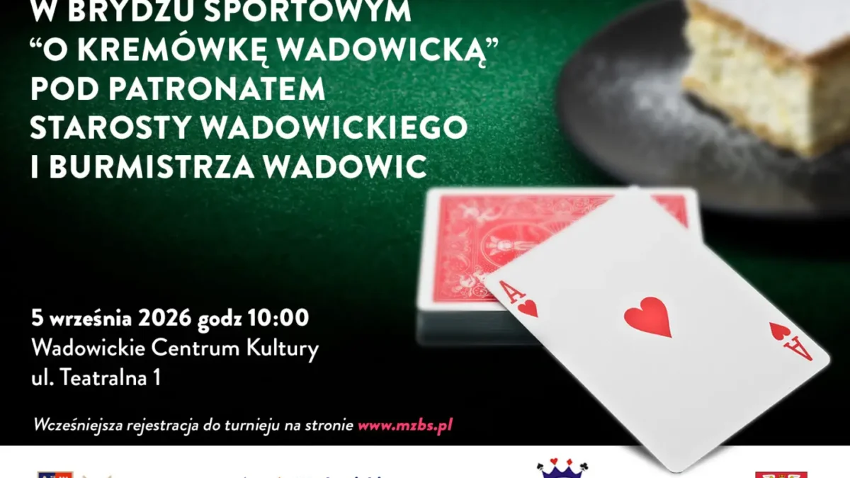 Brydżyści powalczą o kremówkę w Wadowicach – II Ogólnopolski Turniej Par już w sobotę