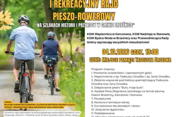 Rajd pieszo-rowerowy w Gminie Brzeźnica – już w najbliższą niedzielę