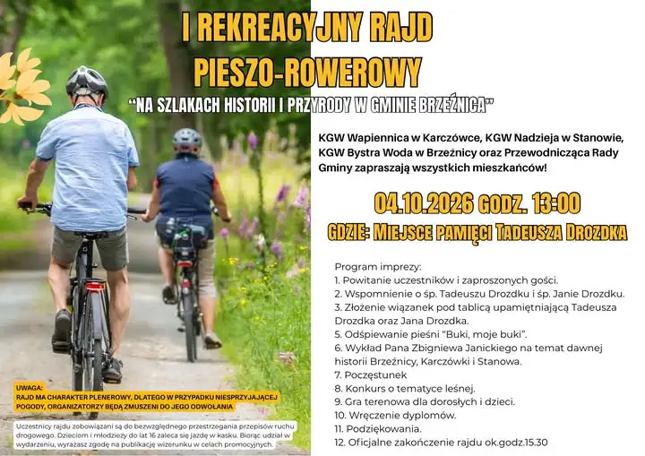 Rajd pieszo-rowerowy w Gminie Brzeźnica – już w najbliższą niedzielę