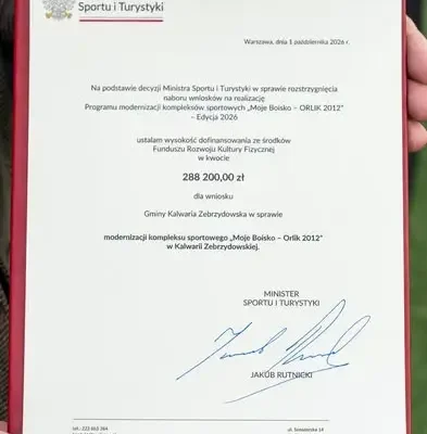 Kalwaria Zebrzydowska z dofinansowaniem na modernizację Orlika
