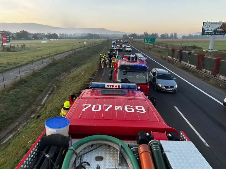 Pożar samochodu osobowego w Żywcu – akcja służb ratunkowych