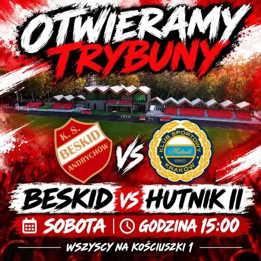 Nowe trybuny na stadionie Beskidu Andrychów otwarte – pierwszy mecz już w sobotę