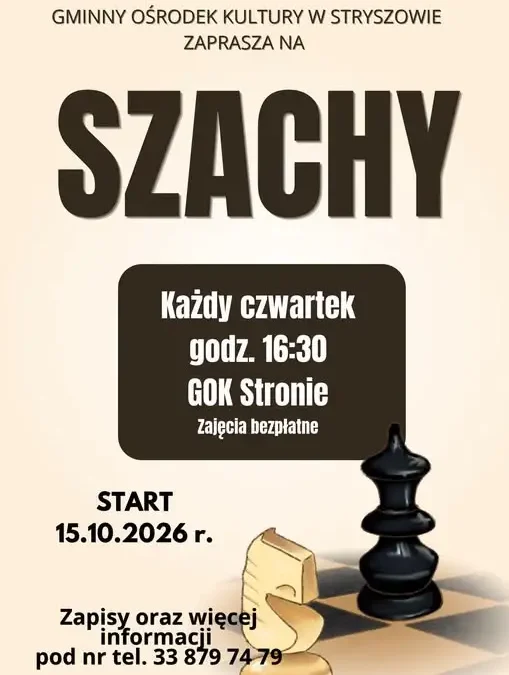 GOK Stryszow zaprasza na darmowe zajęcia szachowe – start już 15 października