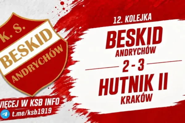 Beskid Andrychów przegrał z Hutnikiem II Kraków 2-3. Kolejny mecz już w niedzielę