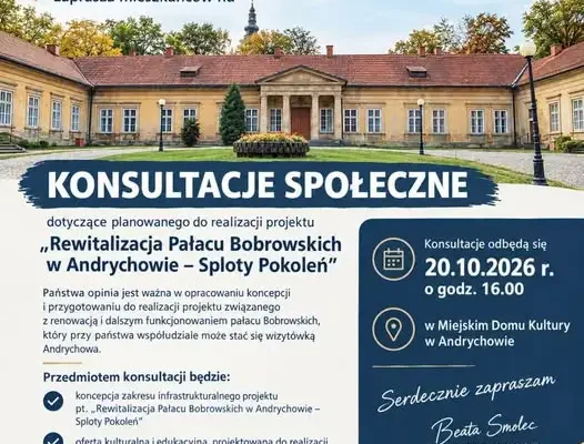 Andrychów zaprasza mieszkańców do konsultacji w sprawie przyszłości Pałacu Bobrowskich