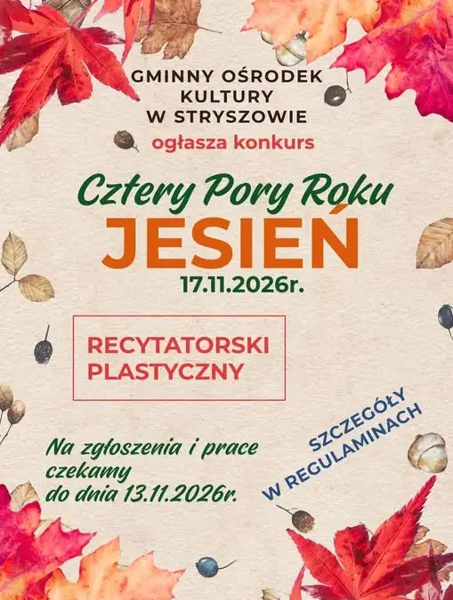 GOK Stryszów zaprasza dzieci do jesiennych konkursów – recytacja i plastyka