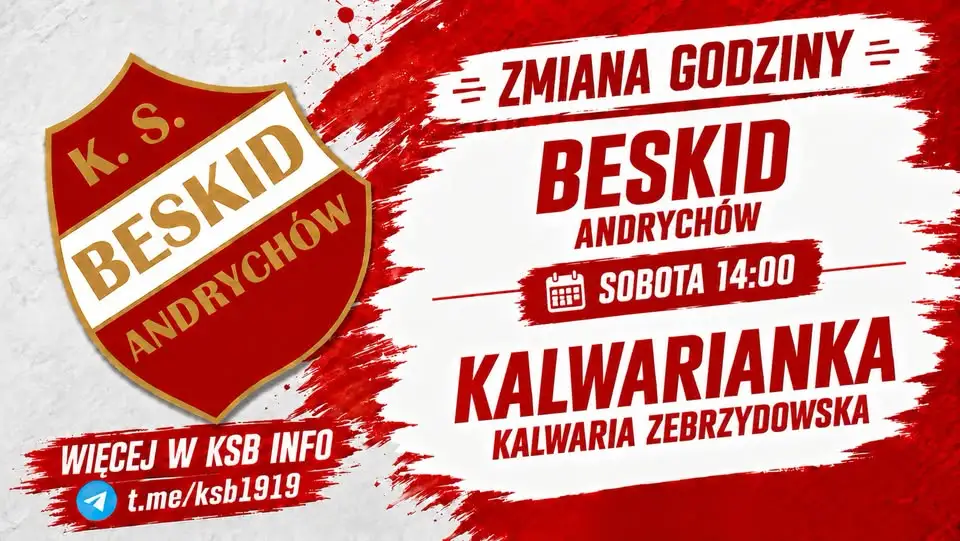 Mecz Beskidu z Kalwarianką w sobotę o godzinie 14:00
