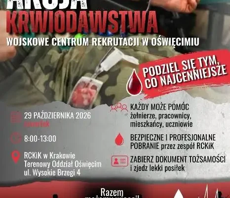 Oświęcim: akcja krwiodawstwa z WCR już 29 października