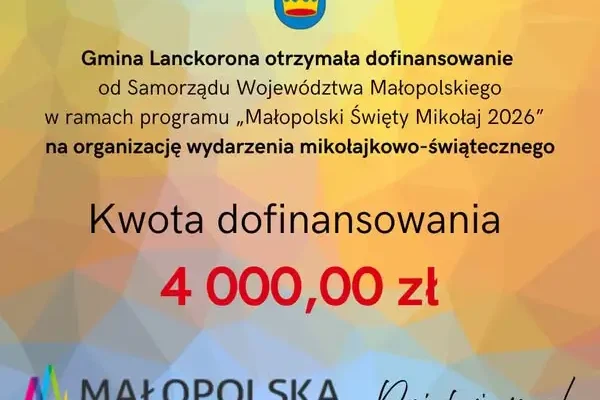 Lanckorona z dofinansowaniem na świąteczne spotkanie dla mieszkańców